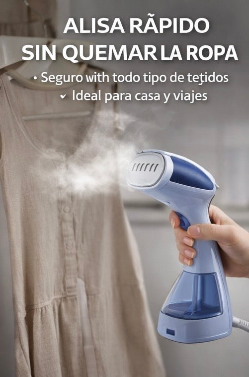 Plancha Vaporizador de Mano 2 en 1 – Elimina Arrugas en Segundos (Portátil y Potente)