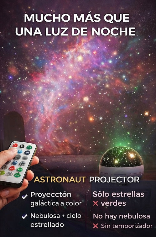 Proyector Astronauta Galaxia LED – Nebulosa + Estrellas con Mando y Temporizador