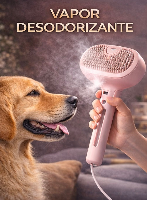 Cepillo de Vapor para Mascotas – Elimina Pelo Muerto y Desenreda sin Tirones (Perros y Gatos)