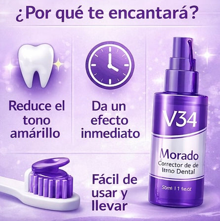 V34 Morado Corrector de Tono Dental – Sonrisa más brillante