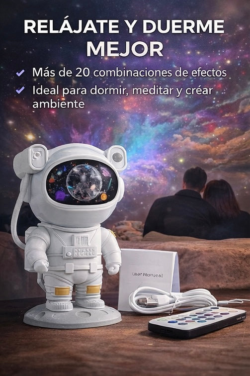 Proyector Astronauta Galaxia LED – Nebulosa + Estrellas con Mando y Temporizador
