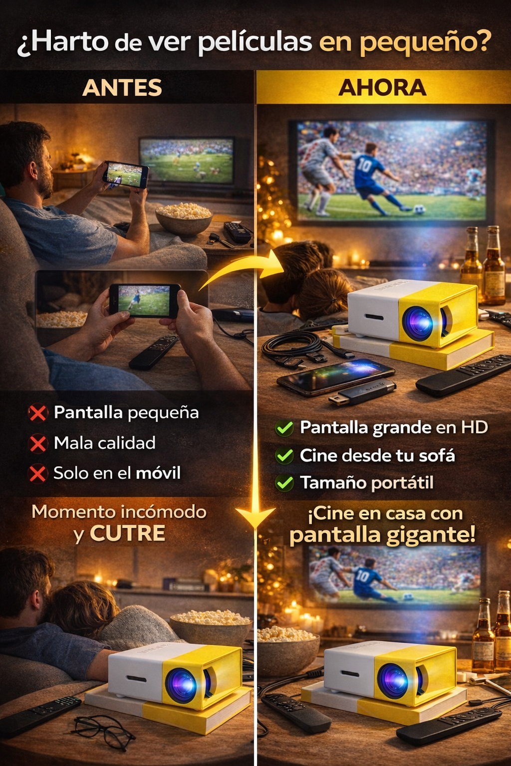 Proyector Portátil LED – Convierte Cualquier Pared en Pantalla