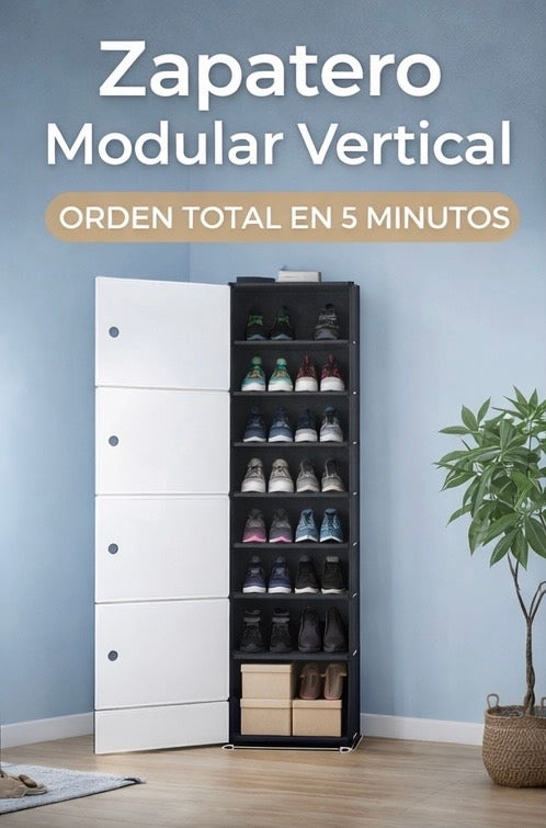 Zapatero Modular Vertical XXL – Organizador de Zapatos con Puertas Antipolvo