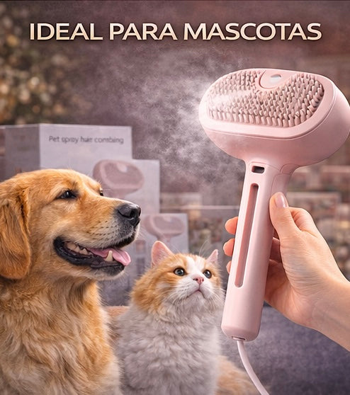 Cepillo de Vapor para Mascotas – Elimina Pelo Muerto y Desenreda sin Tirones (Perros y Gatos)